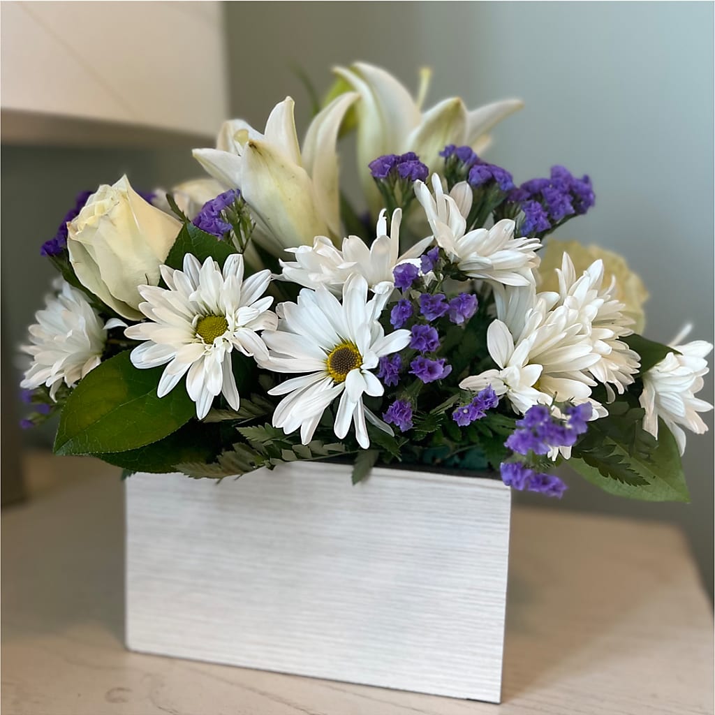 Beyond Blue Box Bouquet – Leysha Flowers, Middlesex NJ