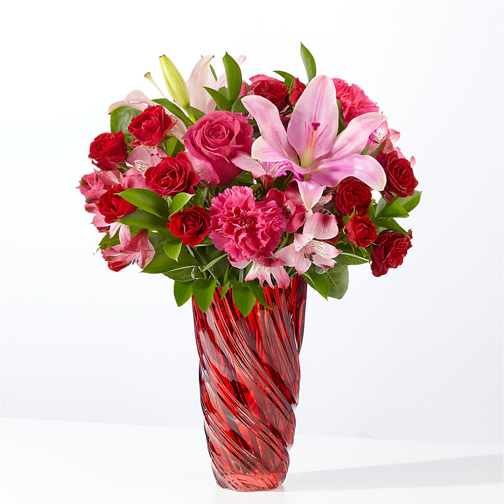 In Love Bouquet with Luxe Swirl Vase – Leysha Flowers, Middlesex NJ