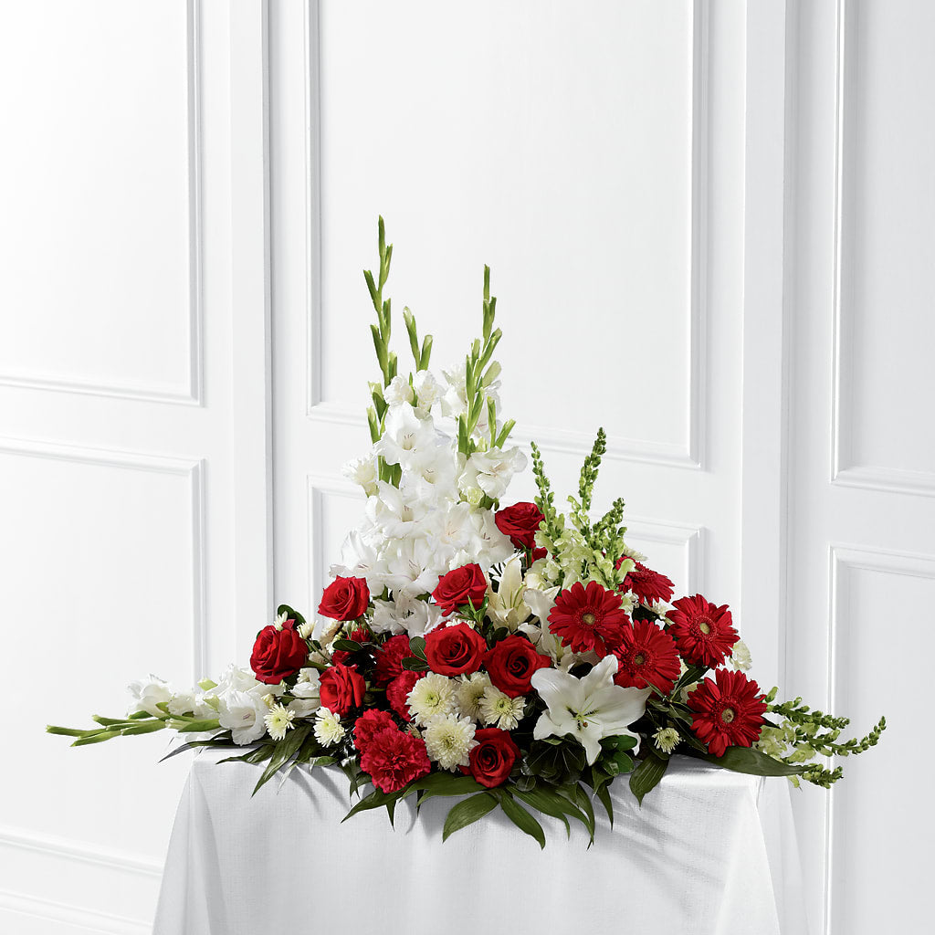 Crimson & White Arrangement – Leysha Flowers, Middlesex NJ
