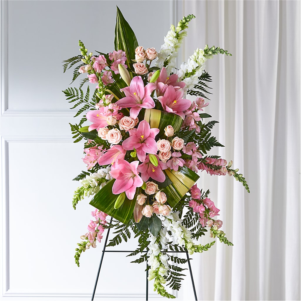Elegant Embrace Standing Spray – Leysha Flowers, Middlesex NJ