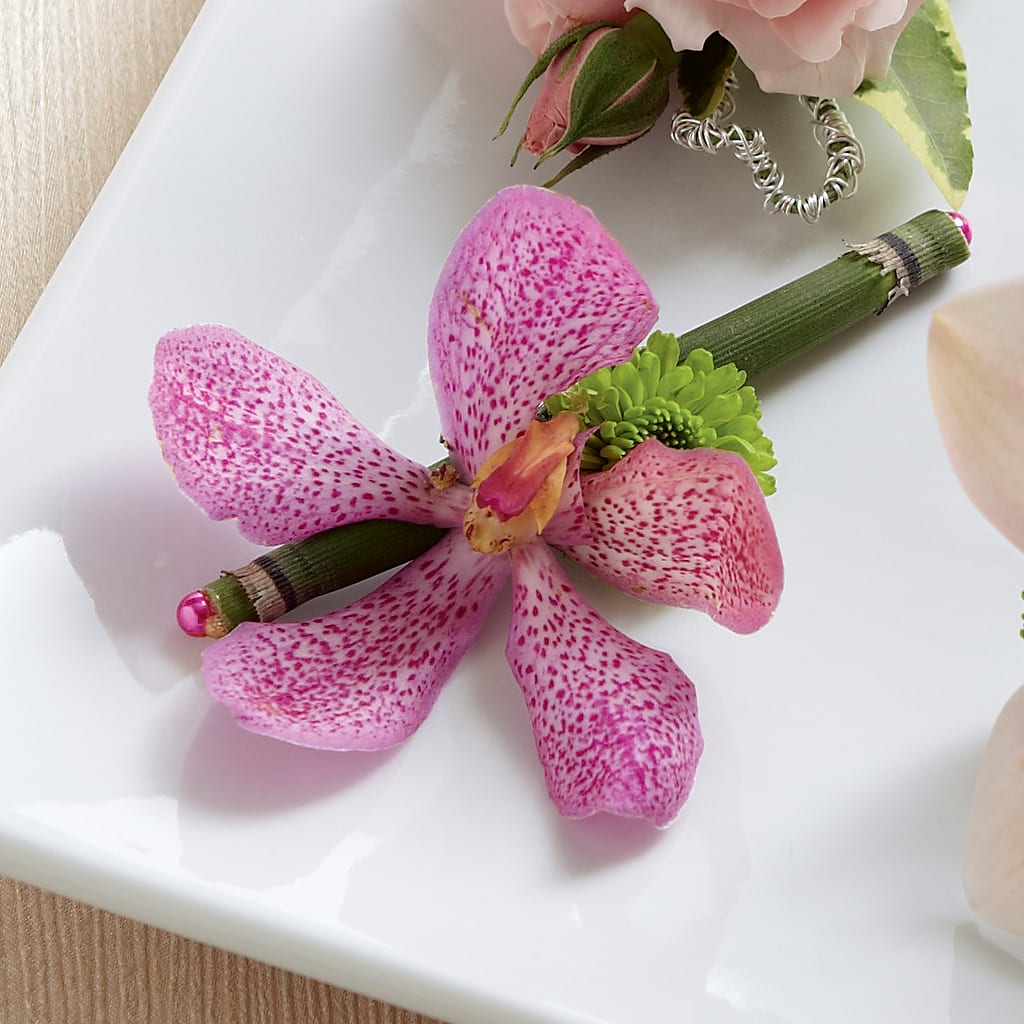 Pink Mokara Boutonniere – Leysha Flowers, Middlesex NJ