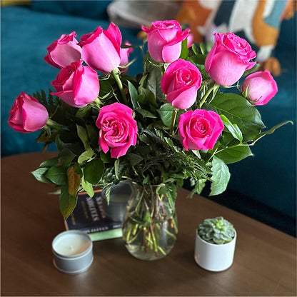 Long Stem Pink Rose Bouquet –  Leysha Flowers, Middlesex NJ