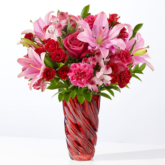 In Love Bouquet with Luxe Swirl Vase –  Leysha Flowers, Middlesex NJ