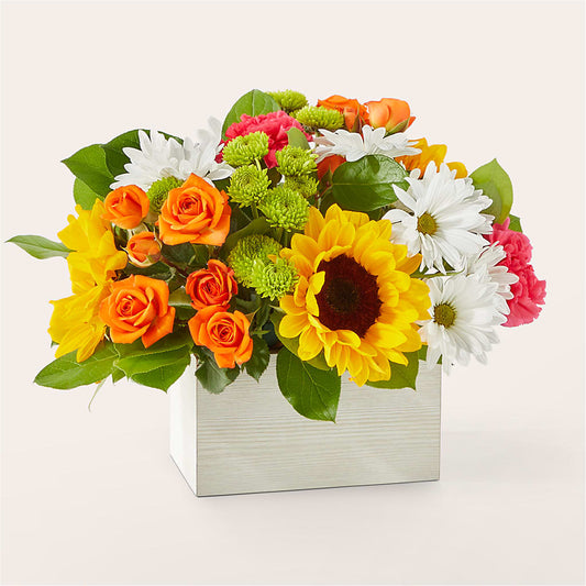 Sun-drenched Blooms Box Bouquet –  Leysha Flowers, Middlesex NJ