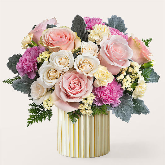 Blissful Moments Bouquet with Ivory Vase –  Leysha Flowers, Middlesex NJ