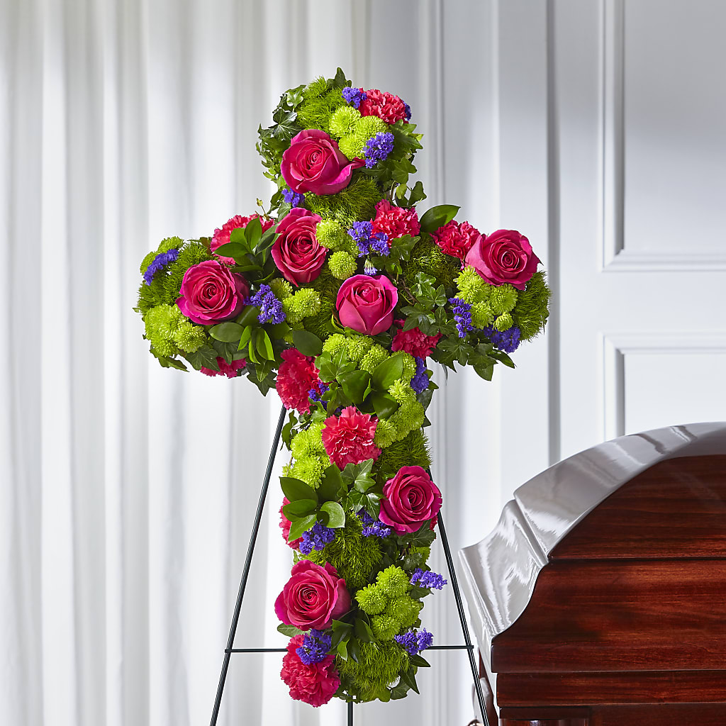 Tribute Rose Floral Cross –  Leysha Flowers, Middlesex NJ