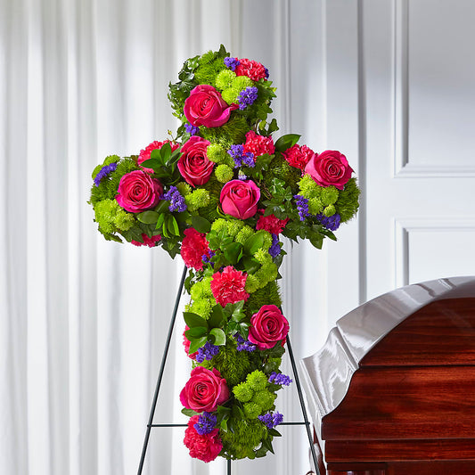 Tribute Rose Floral Cross –  Leysha Flowers, Middlesex NJ