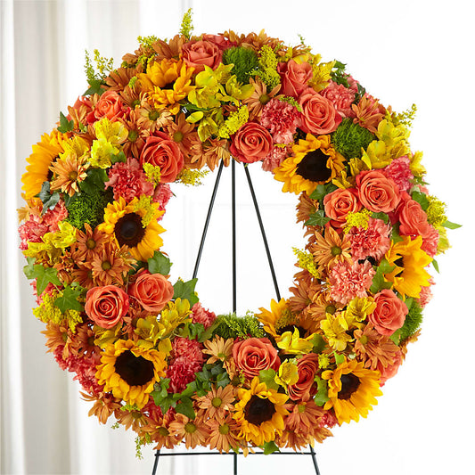 Autumnal Memories Wreath (Standard) –  Leysha Flowers, Middlesex NJ