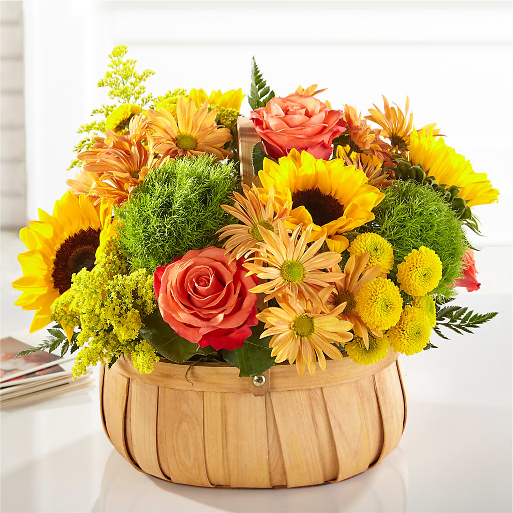 Harvest Sunflower Basket –  Leysha Flowers, Middlesex NJ