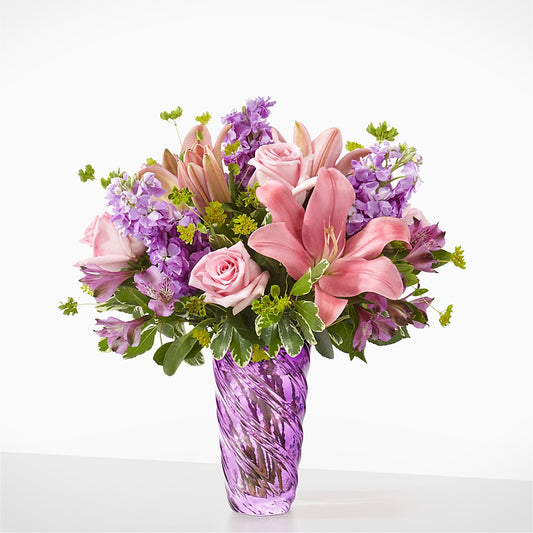 Precious Petals Bouquet with Luxe Swirl Vase –  Leysha Flowers, Middlesex NJ