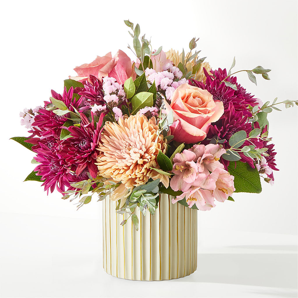 Berry Cobbler Bouquet with Ivory Vase –  Leysha Flowers, Middlesex NJ