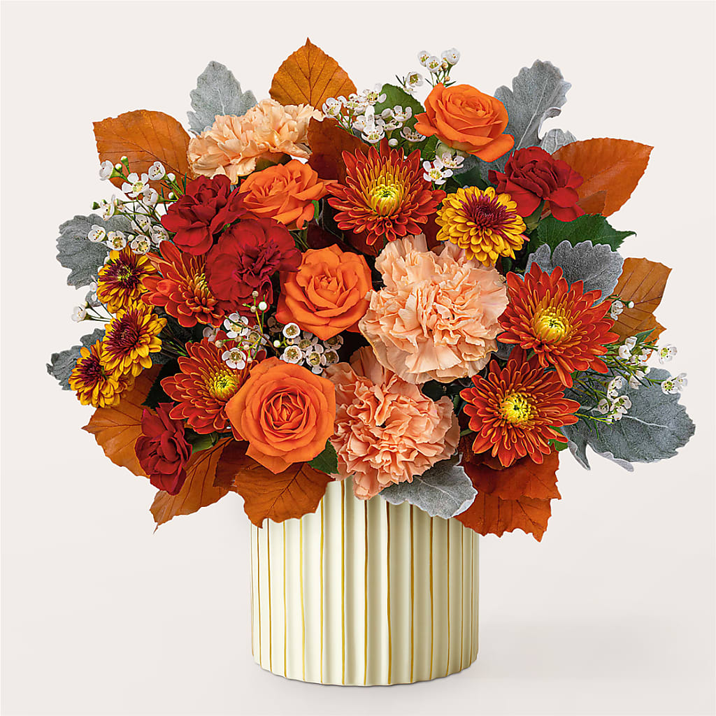 Merlot Bouquet with Ivory Vase –  Leysha Flowers, Middlesex NJ