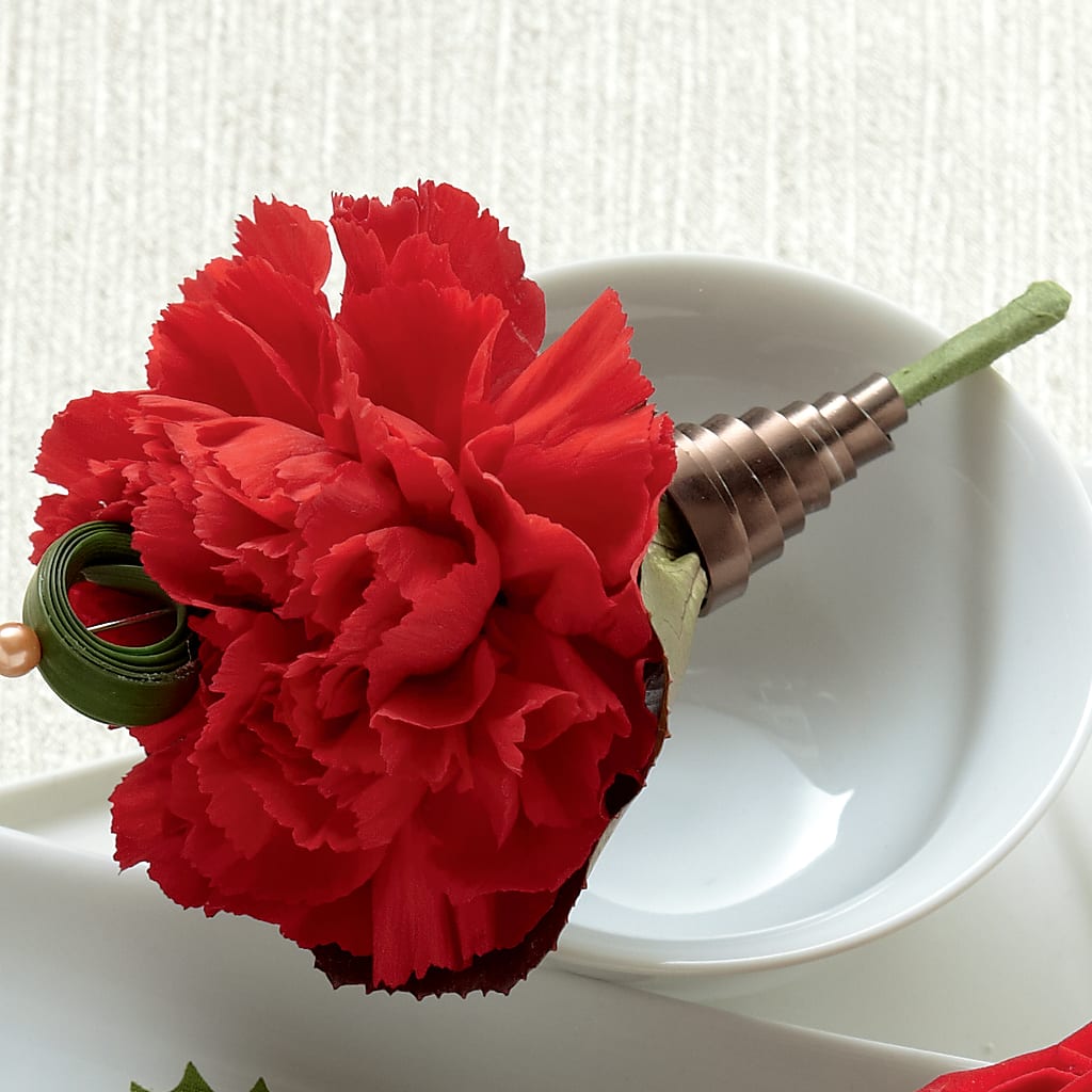 Red Carnation Boutonniere –  Leysha Flowers, Middlesex NJ